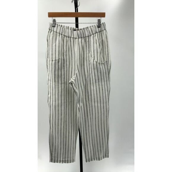 Quince Pants - NWT Quince Striped Pants in Oatmeal and Black Stripes (Size Medium)